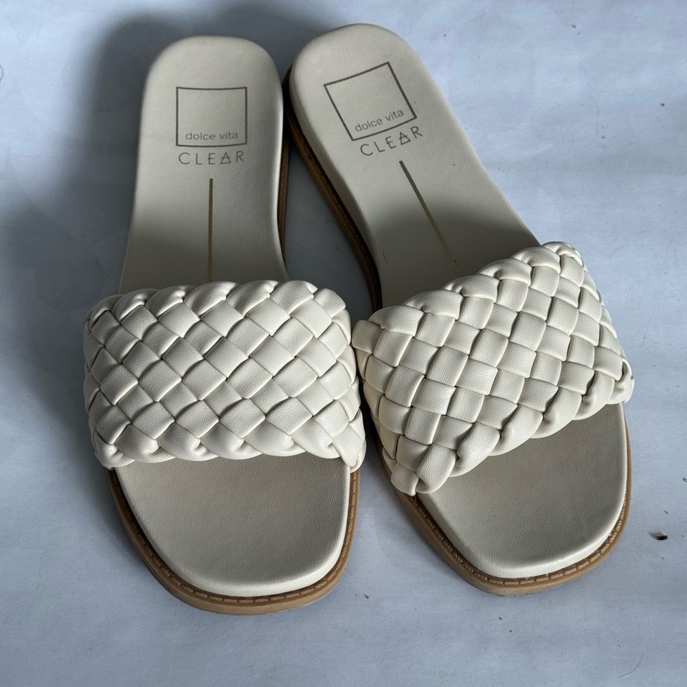 Dolce Vita Woven Cream Slide Sandals